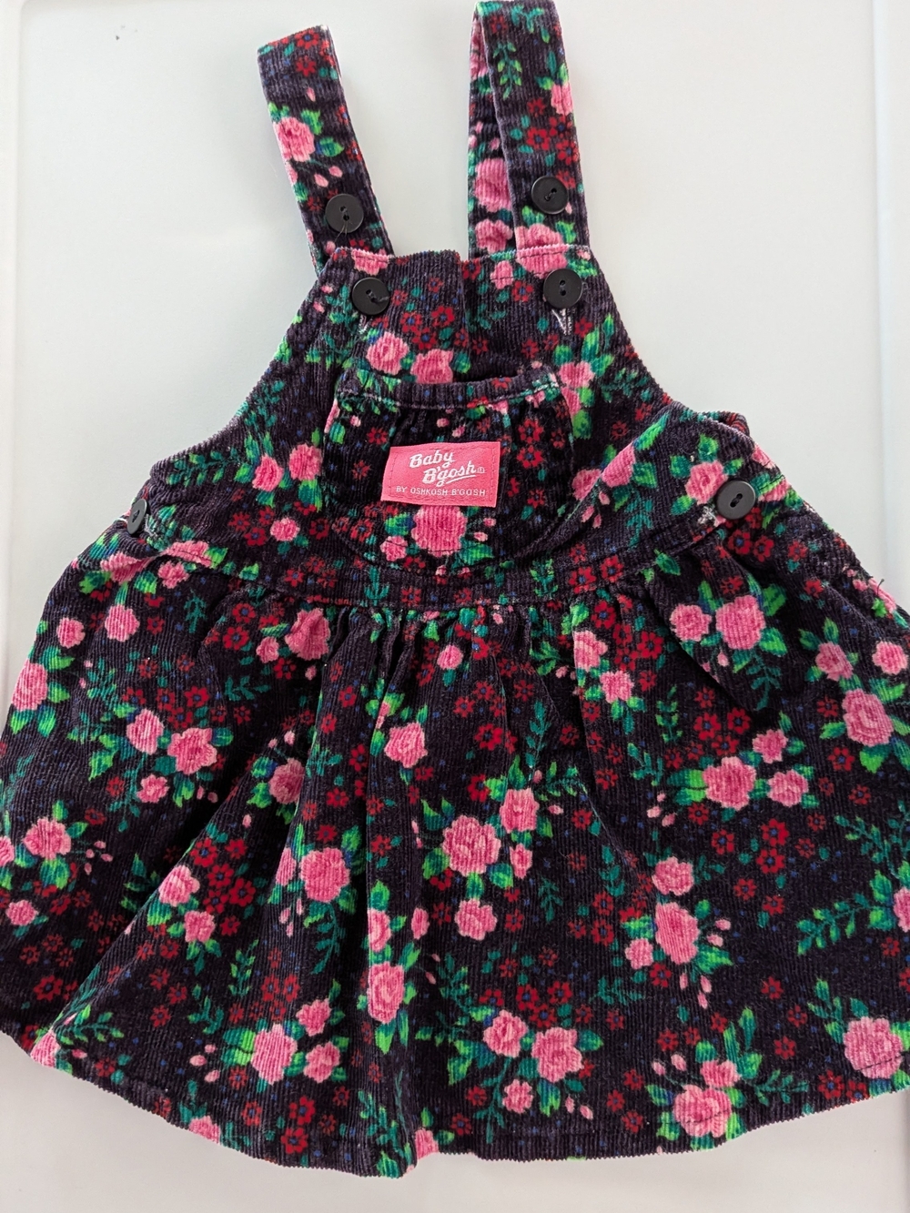 Baby B'gosh Floral Corduroy Pinafore Dress 12m